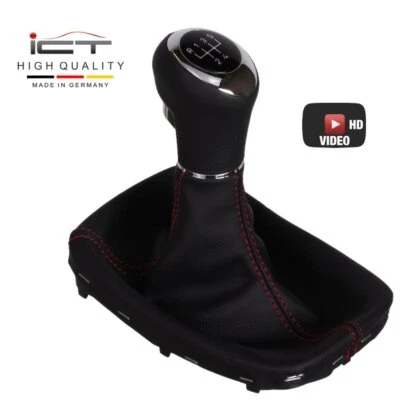 Pelle ICT pomello cambio per Opel Vauxhall Astra J Cascada filetto rosso C65 Foto 1 de 4