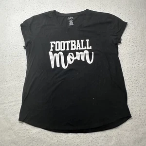 City Streets Women's Large Football Mom Black Short Sleeve Graphic T Shirt - Picture 1 of 15