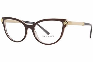 Versace VE3270Q 5300 Eyeglasses Women's Transparent Brown/Crystal Full Rim 54mm