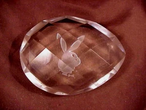 -   VINTAGE LEAD CRYSTAL PLAYBOY BUNNY PAPERWEIGHT, FACETED/TEAR DROP SHAPE,  - Picture 1 of 2