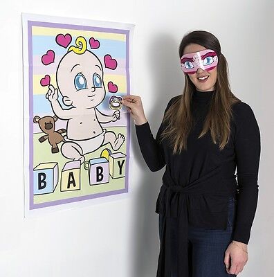 PIN THE DUMMY ON THE BABY Shower Party Game Boy Girl Unisex 12 PLAYER • 3.21£