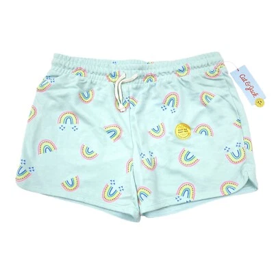 Cat & Jack Girls Size XL 14/16 Plus Knit Pull-On Shorts Drawstring Mint Rainbow - Image 1 of 4