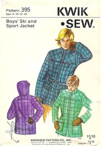 Uncut Vintage Kwik Sew # 395 Sewing Pattern Boys Ski and Sport Jacket Ages 8-14 - Picture 1 of 2