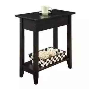 Convenience Concepts Flip Top End Table Open + Enclosed Storage Wood Frame Black - Picture 1 of 4
