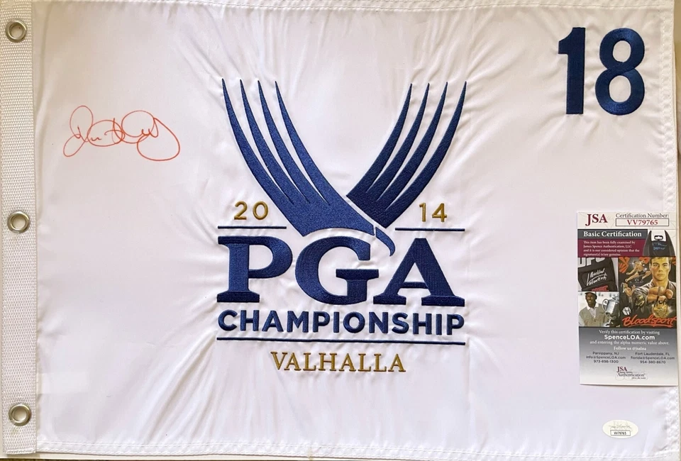 Rory McIlroy autographed signed 2014 PGA Championship embroidered golf flag JSA - Image 1 of 1