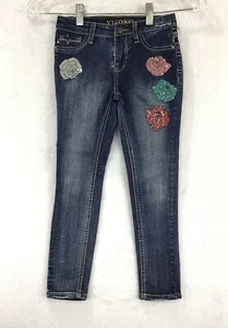 VIGOSS / Sequin Embellished Adjustable Waist Denim Skinny Jeans / Girl's Size 6 - Picture 1 of 9