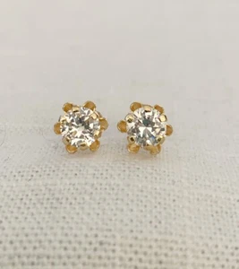Ohrring 14 Karat Gold klar Edelstein 6 mm Durchmesser - Bild 1 von 7
