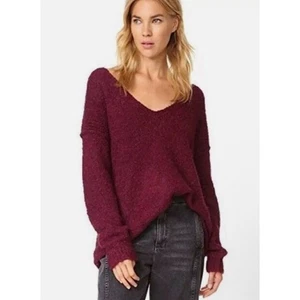 Free People Damen Oversize V-Ausschnitt Slouchy Pullover Burgund Gr. M - Bild 1 von 9