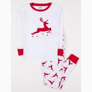 Pijama de reno rojo y blanco de algodón Leveret para niños 10 años precio de venta sugerido por el fabricante $40 - Imagen 1 de 5