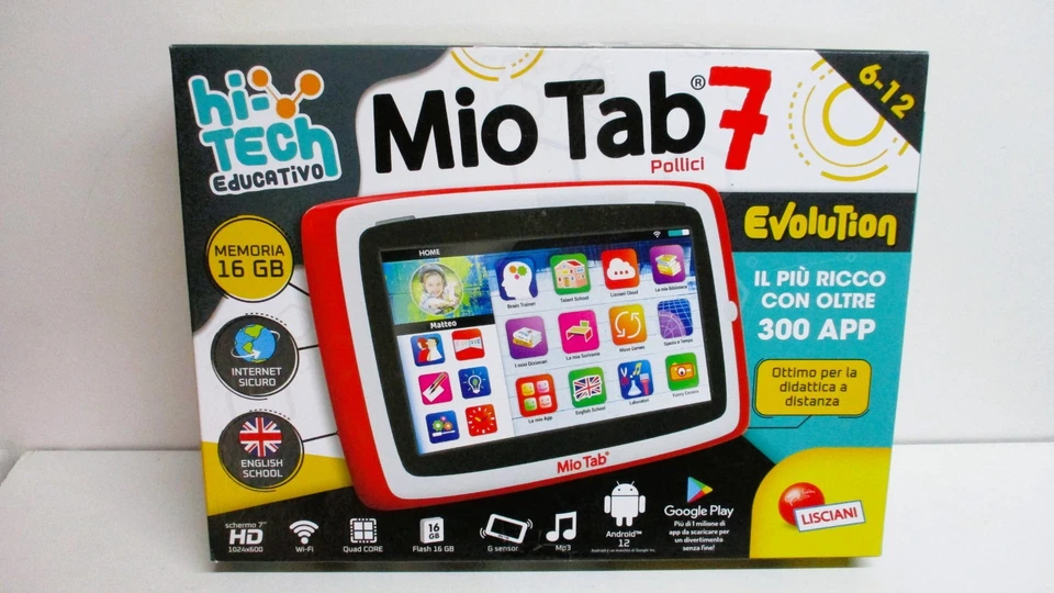 Lisciani Mio Tab 7'' Evolution 2022 Kinder 6-12J Tablet Speicher 16GB  Italienis - Bild 1 von 4