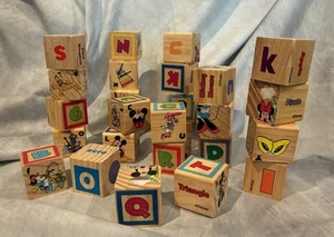 29 Vintage Disney Mickey Mouse Numbers Wooden Blocks Teaching Toy Colorful 1” - Picture 1 of 2