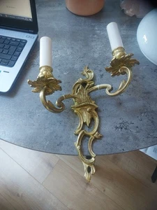 Atemberaubende Messing Rokoko Stil Doppelarmige Wandleuchte - Bild 1 von 16