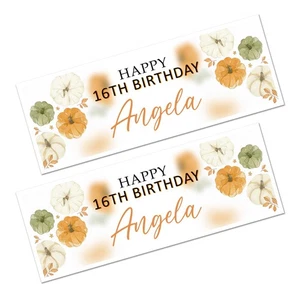 PERSONALISIERTES NAMENSBANNER KÜRBIS HERBSTMOTIV HAPPY BIRTHDAY - Bild 1 von 2