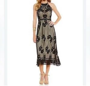 NEU Chelsea & Violet Vintage schwarz Spitze über Elfenbein Kleid Größe Medium - Bild 1 von 18