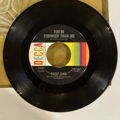 Patsy Cline, So Wrong, DECCA, You’re Stronger Than Me, VG+ 45rpm - Image 1 of 2
