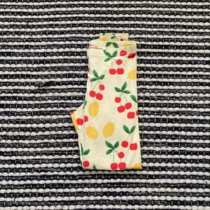 Mini Rodini Girls Yellow Red Cherries Lemons Full Length Stretch Leggings 8/9Y - Picture 1 of 7
