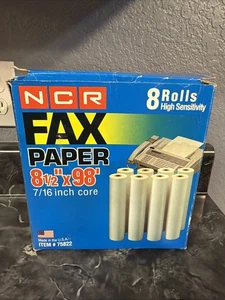 7 rollos de papel para fax NCR 8 1/2" X 98' alta sensibilidad, núcleo de 7/16" - Imagen 1 de 6