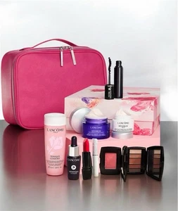 Lancome 9-teiliges Renergie Nachtcreme, Augencreme Hautpflege/Make Up Set + rosa Tasche - Bild 1 von 7