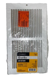 Everbilt 12 in. x 6 pulgadas. Rejilla de aire de retorno de acero en blanco - 270 398 - Imagen 1 de 10