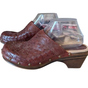 Bass Jillian Woven Leather Clogs 8.5 Brown Hippie Bohemian Campus - Picture 1 of 7