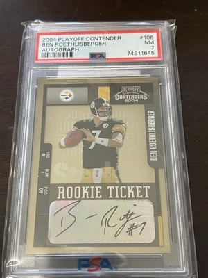 Ben Roethlisberger 2004 Playoff Contenders Rookie Ticket Auto-PSA 7-MINT - Image 1 of 3