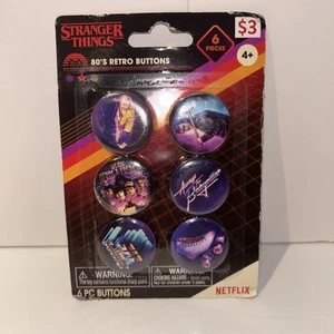 Netflix Stranger Things Años 80 Retro Waffle Nerds & Freaks Botones Paquete de 6 Piezas - Imagen 1 de 2