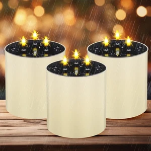 Pack de 3 velas solares grandes sin llama con 3 mechas, 5. 9 x 5. 9 salidas impermeables... - Imagen 1 de 7