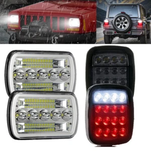 Combo de faros LED DRL intermitentes + luces traseras para Jeep Wrangler YJ 87-95 7x6" - Imagen 1 de 12