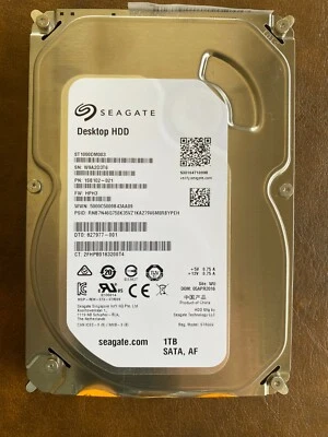 Seagate ST1000DM003 P/N: 1SB102-021, DT0: 827977-001, FW: HPH3, SITE WU - Image 1 of 3