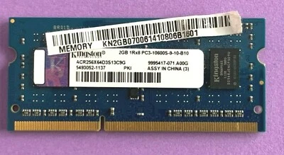 🔥KINGSTON 2GB 1Rx8 PC3-10600S LAPTOP MEMORY RAM CR256X64D3S13C9G   - Image 1 of 2