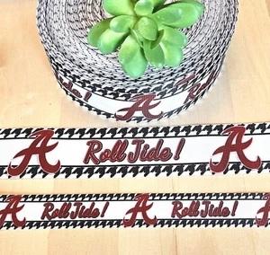 7/8 & 1.5" (1 YD) Alabama Crimson Tide Grosgrain Ribbon Roll Tide Collegiate - Picture 1 of 1