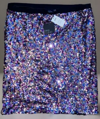 NUEVO CON ETIQUETAS - Minifalda forrada con lentejuelas multicolor para mujer ASOS Curve talla 18 Foto 1 de 4