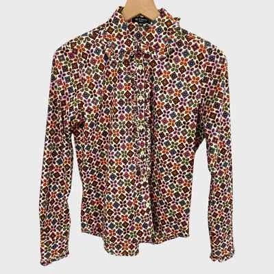 Camisa con botones cuello Peter Pan con volantes estampado geométrico multicolor ETRO Foto 1 de 4