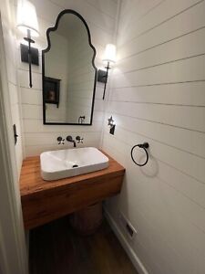 Reclaimed White Oak Vanity - Floating - Waterfall Style - Modern Farmhouse