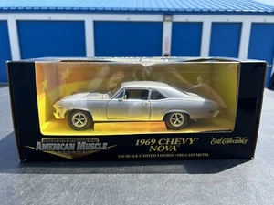 ERTL American Muscle 1969 Chevy Nova Silver 1:18 NIB Still Strapped - Picture 1 of 7