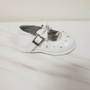 White Baby Shoes Embellished with Rhinestone for Christening Sizes 3, 4, 5, 6, 7 - Picture 1 of 5