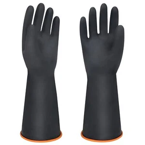 14" XL Size Latex Chemical Resistant Gloves, Reusable Heavy Duty Long Rubber - Picture 1 of 7