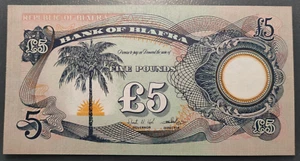 BIAFRA 5 POUNDS 1969 P6b REMAINDER SCARCE ESCASA SC UNC - Picture 1 of 2