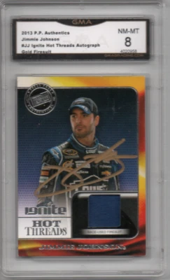 2013 JIMMIE JOHNSON P.P. AUTHENTICS AUTOGRAPH CARD#JJ IGNITE HOT THREADS NM-MT 8 - Image 1 of 2