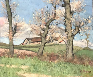 Morning in Tréboul signed H. DÉSIRÉ Normandy countryside spring painting painting - Picture 1 of 11