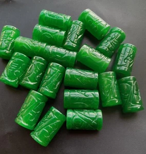 12mmx20mm Cylinder Tube Dread green Jade stone beads,carving jade,Dreadlock,Hair - Picture 1 of 8
