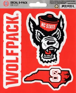 NC State Wolfpack NCAA Team Decals / Sticker Set - 3 Pack *Free Shipping - Picture 1 of 1