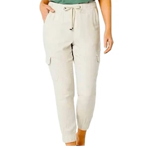 St. John's Bay Women's Ivory Cargo Jogger Drawstring Pants - Picture 1 of 10
