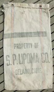 Property of S. P. Lipoma Delano CA Cotton Seamless Extra Heavy Cloth Flour Sack - Picture 1 of 6