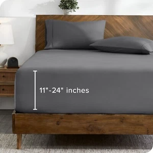 Bare Home 24" Deep Pocket Fitted Sheet - Premium 1800 Microfiber - Picture 1 of 102