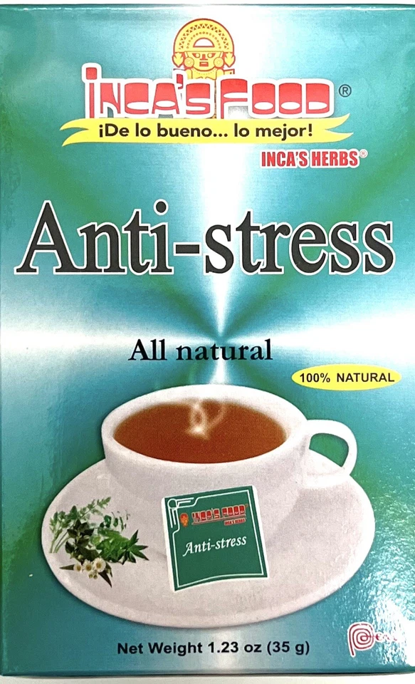 Inca's Food. Anti-stress Tea 25 Bags Pack X2 Cajas Peruvian