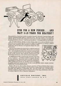 VTG 1947 Print Ad Buffalo Pottery Fender Delivery China NY Stock Car - Picture 1 of 1