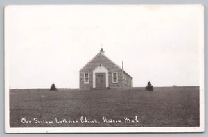 Our Saviour Lutheran Church Hudson Michigan Missent Cancel RPPC Photo Postcard - Picture 1 of 2