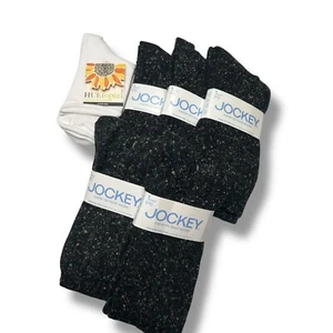 Jockey Cable Rib Boot Sock 5 Pair With A Hue Roll Top Shortie White Sock - Picture 1 of 3