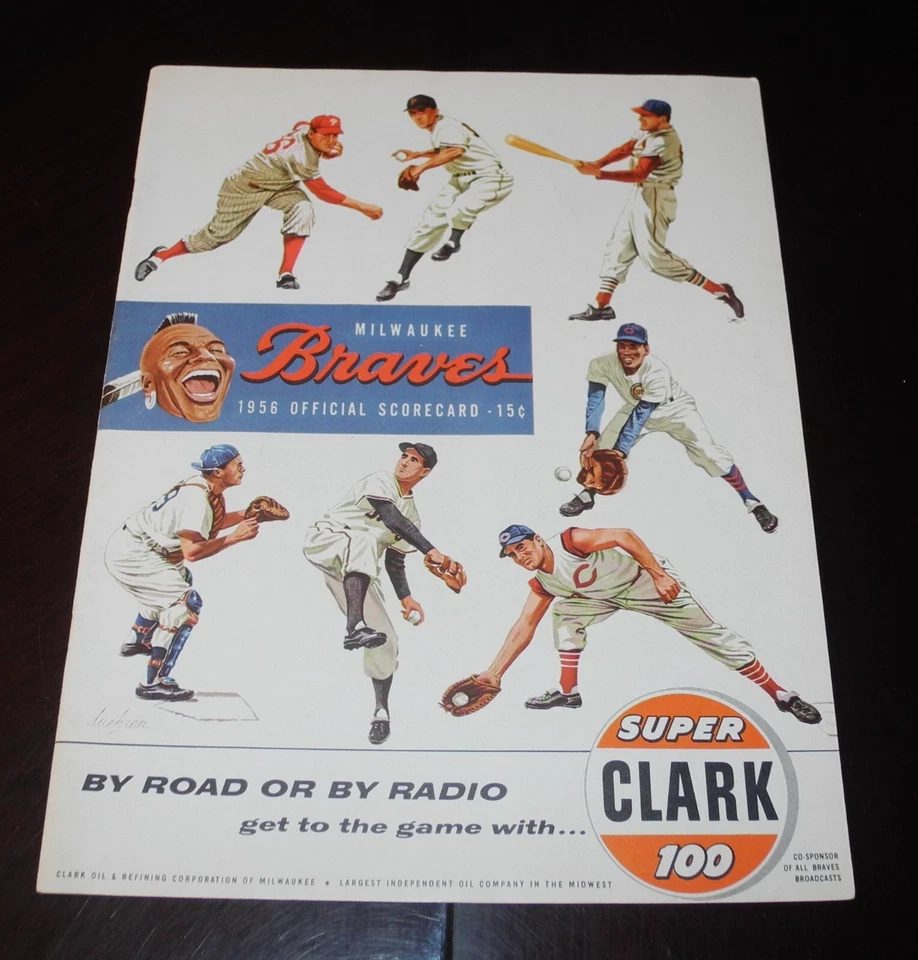 1956 Milwaukee Braves vs Pirates Baseball Scorecard Program Unscored 7/15 - Image 1 of 3